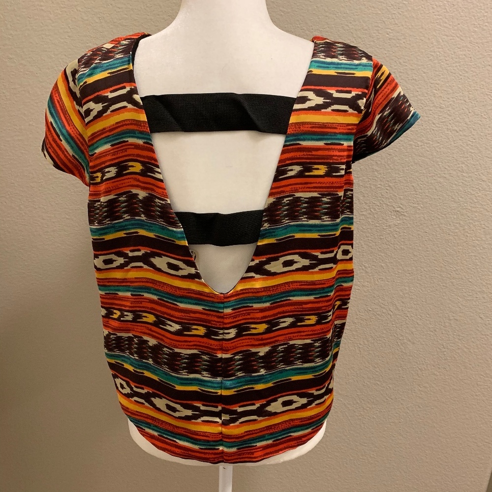 Pretty Rebellious Tribal Print Blouse Cutout Back